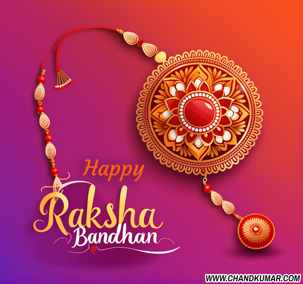 Happy Raksha Bandhan wishes Image with single Rakhi and awesome background