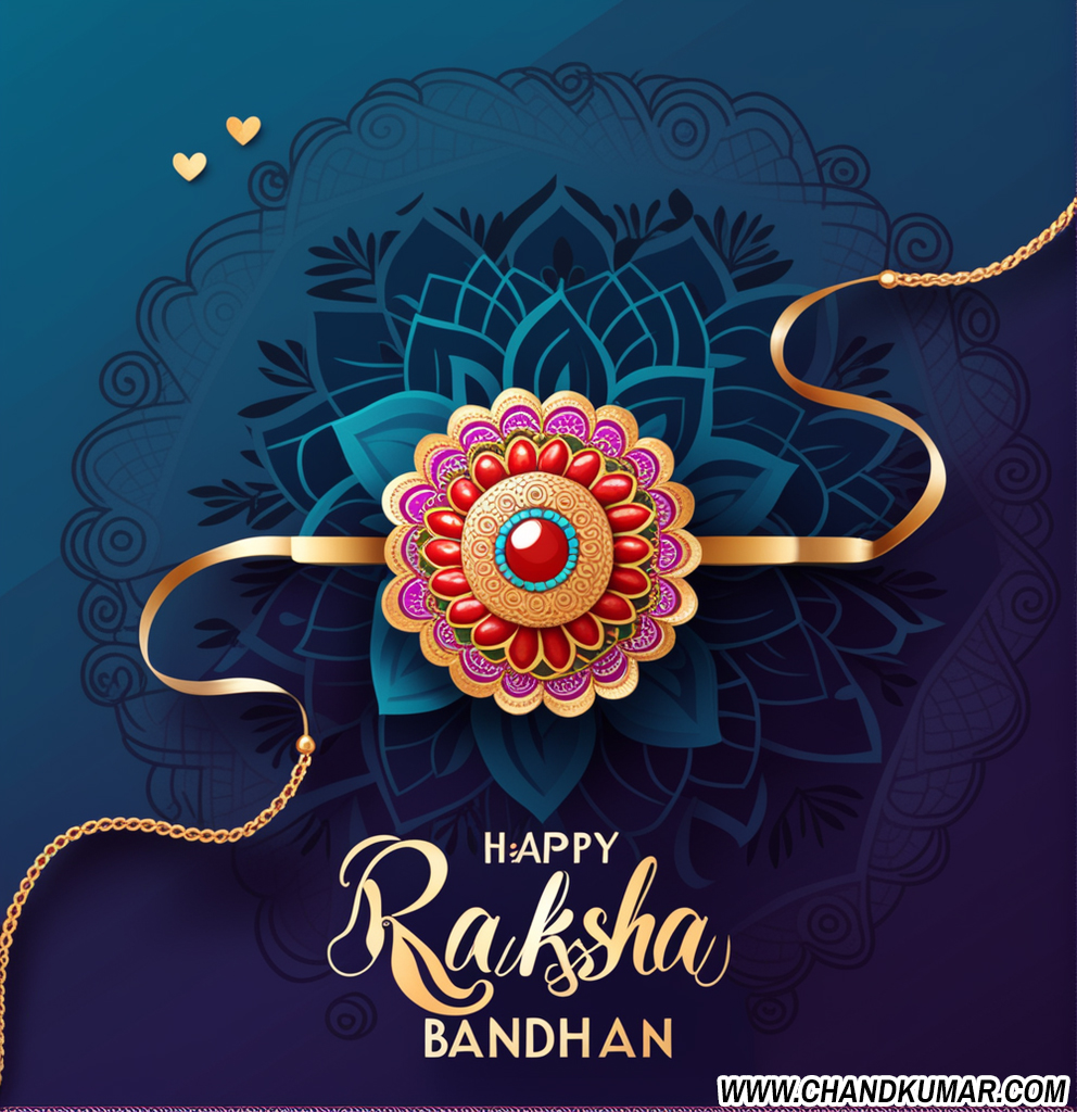 Happy Raksha Bandhan wishes Image with single Rakhi and dark backgrounds