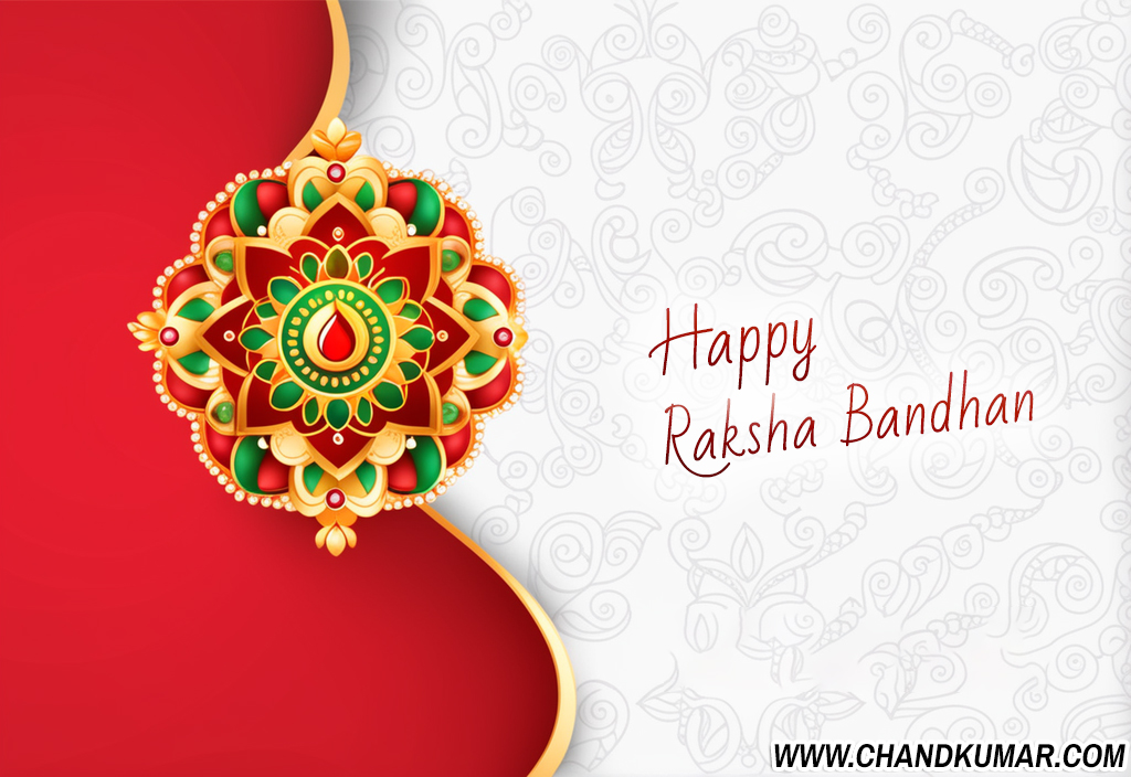 Happy Raksha Bandhan wishes Image with red and white backgrounds