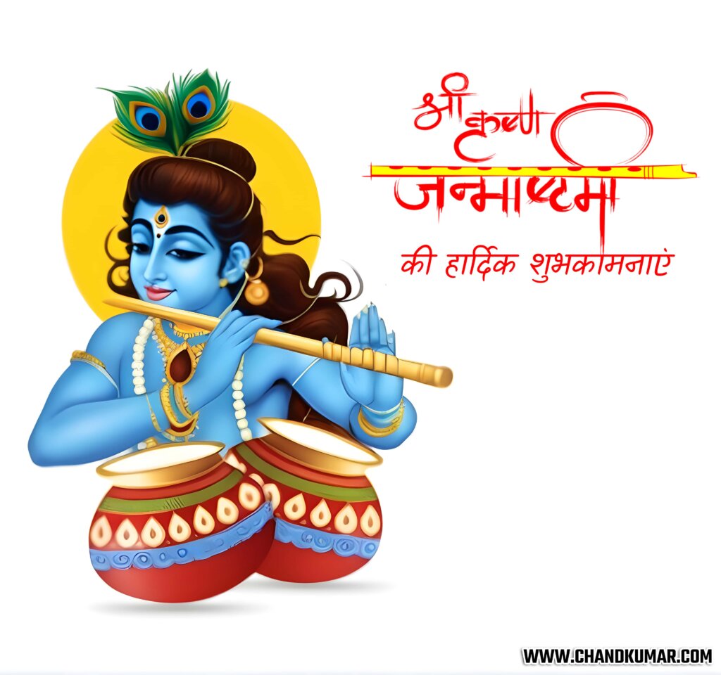 Shree Krishna flute image with butters of pots