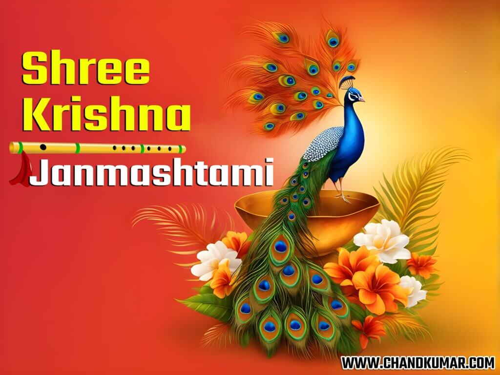 Shree Krishna Janmashtami wishes Image with Peacock