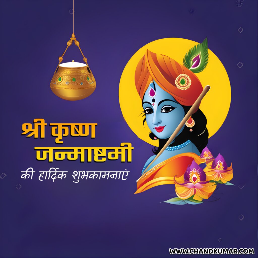 Happy Shree Krishna Janmashtami Full hd image with dark background for wishes