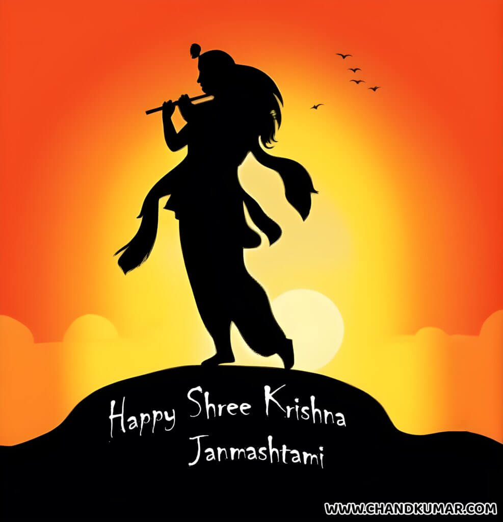 Shree Krishna Shadow Full hd image with night background for wishes