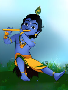 little happy krishna with Flute