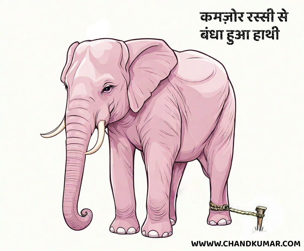 elephant tied with a weak rope -10 Short Motivational Stories in Hindi