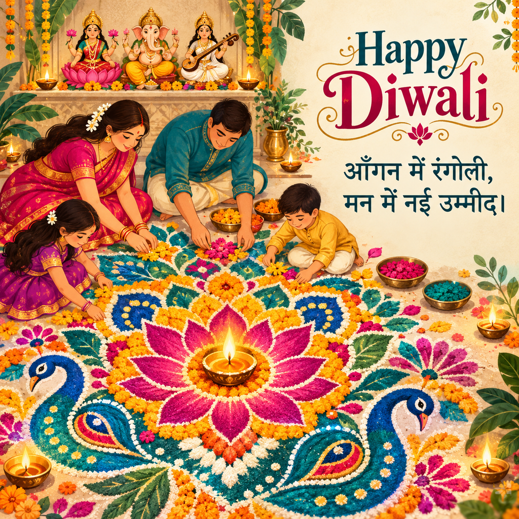 happy diwali image with rangoli 2026