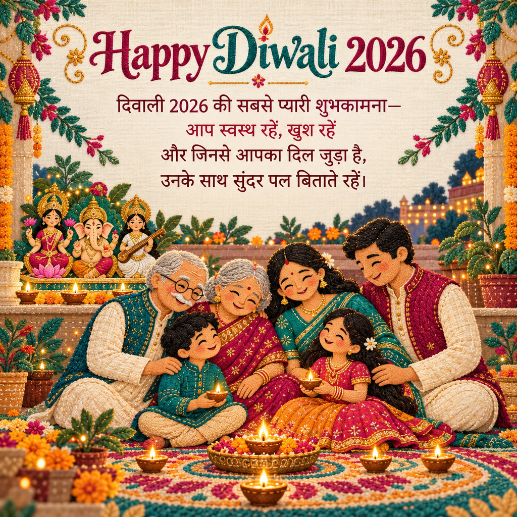 happy family, happy diwali 2026 image